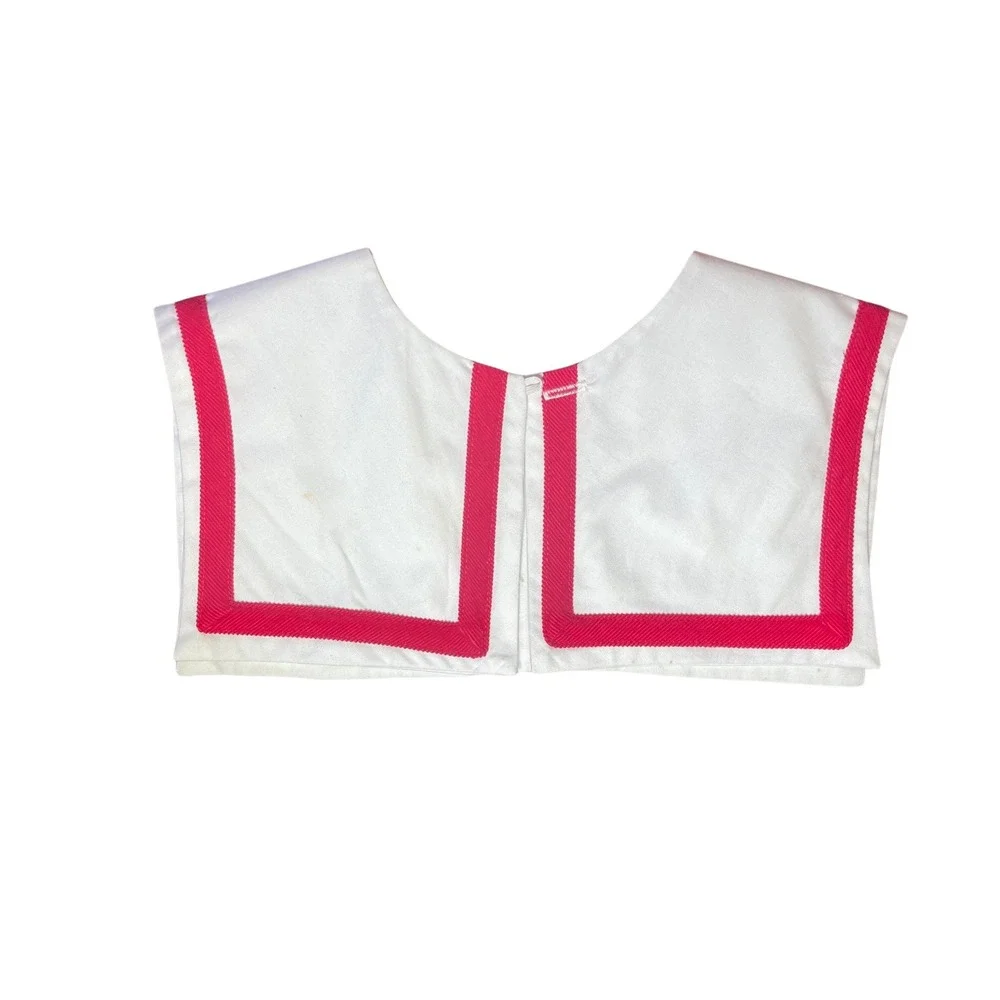 Kids Sailor Collar White Red Trim Nautical School Uniform Accessory